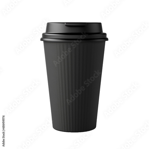 Black cup made of collapsible reusable plastic isolated on transparent background