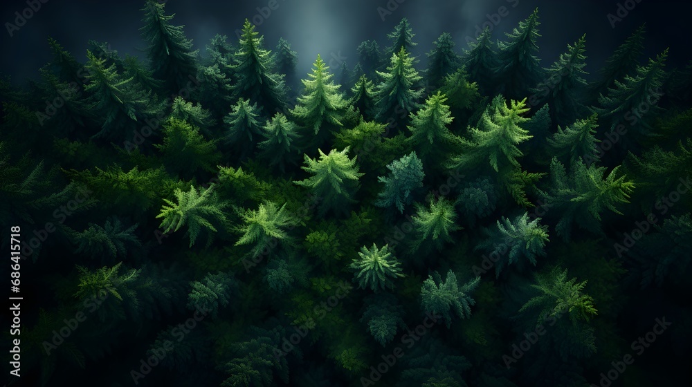 Aerial photograph of a forest, drone camera shot of a forest, fern in the forest, generative AI. Aerial photograph of a forest, drone camera shot of a forest, fern in the forest, generative AI.