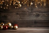 Christmas Ambiance on Old Wooden Plank Background