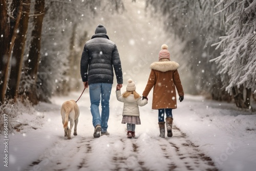 Celebrating Christmas Holidays on a Family Dog Walk photo