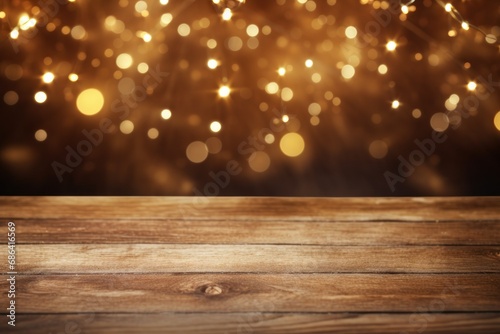 Old Wood Texture with Christmas Light Bokeh