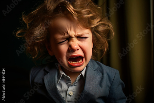  Portrait of a little upset crying child boy © Hanna Haradzetska