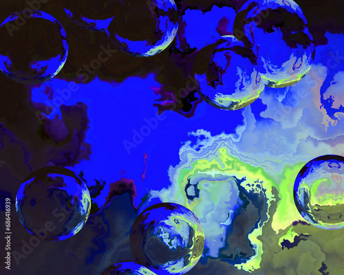 Abstract Blue Bubbles
