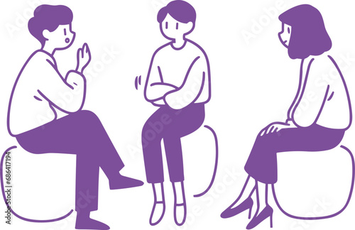 투명한 배경 위에 대화하는 사람들 일러스트