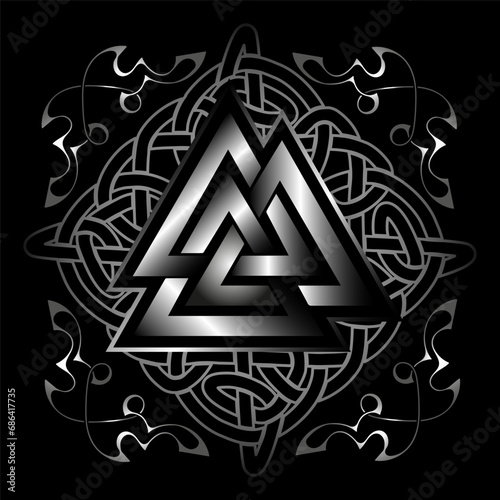 The Valknut is an ancient Scandinavian ritual pagan symbol consisting of three intertwined triangles. Cult of Odin. Warriors of Valhalla