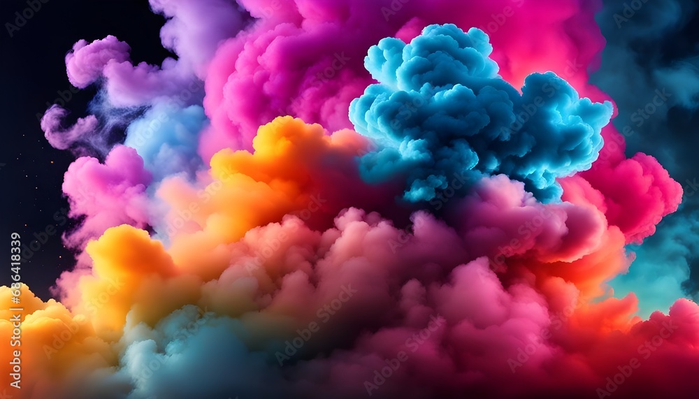 coloful holi powder explosion cloud background, bright lightning, coloful smoke cloud background, wallpaper bright lightning, vibrant colors.
