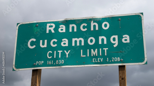 Rancho Cucamonga California Public Welcome Sign photo