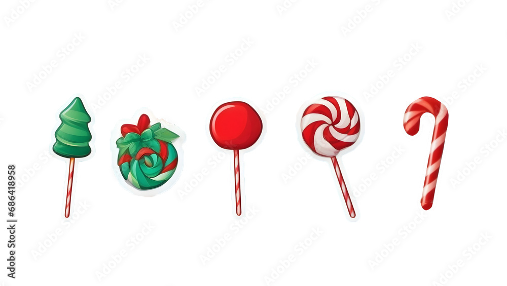 Christmas candies, candy cane on white background Christmas candies, candy cane on white background