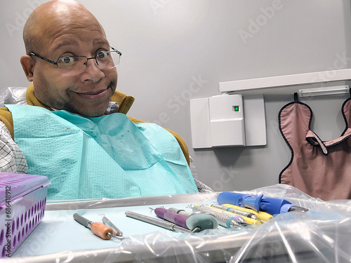  African American patient at a dental examination.