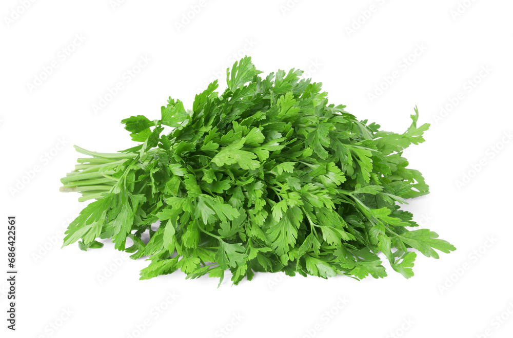 Heap of chopped parsley leaves isolated on white Heap of chopped parsley leaves isolated on white