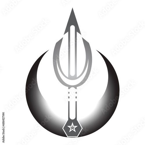 Simple vintage poseion trident spear template Logo design.