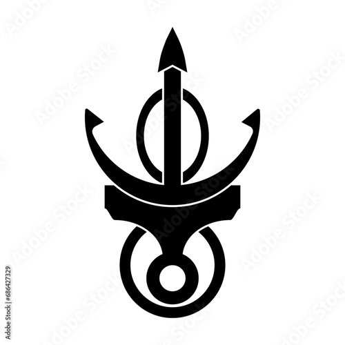 Simple vintage poseion trident spear template Logo design.