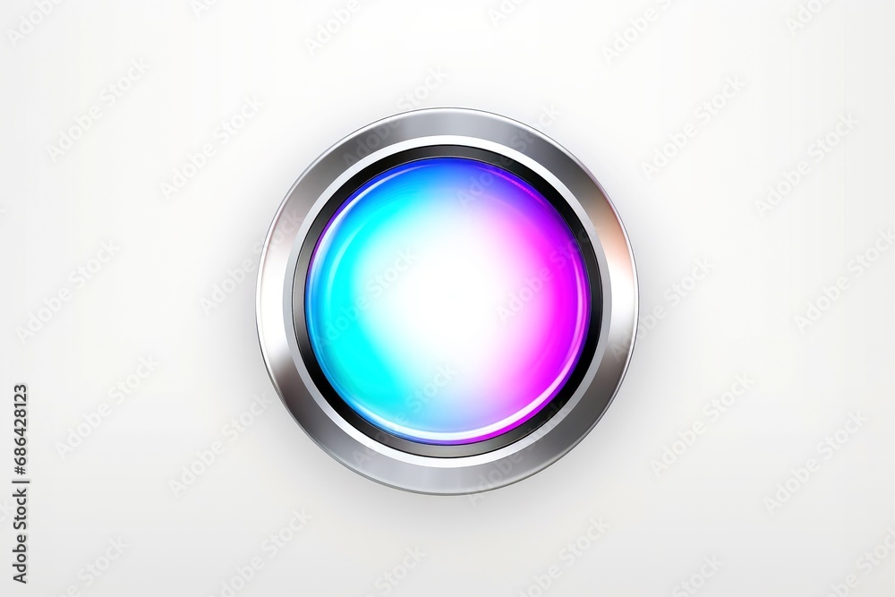 Abstract high tech multicolor button on white background Abstract high tech multicolor button on white background