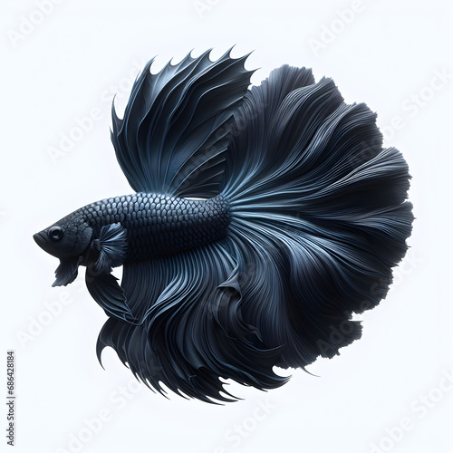 Capture the moving moment of betta fish or yellow blue siamese fighting fish isolated photo