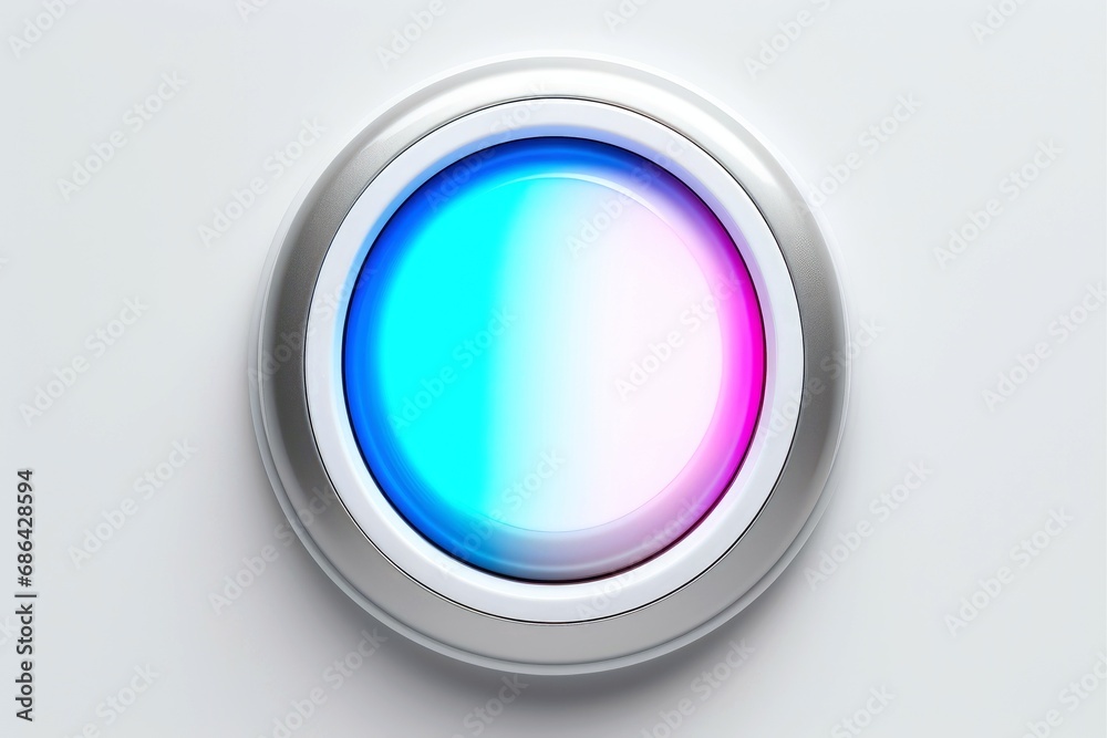 Abstract high tech multicolor button on white background Abstract high tech multicolor button on white background