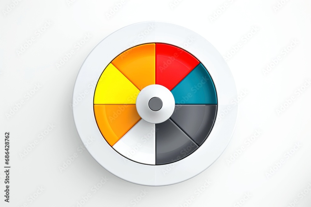 Abstract high tech multicolor button on white background Abstract high tech multicolor button on white background