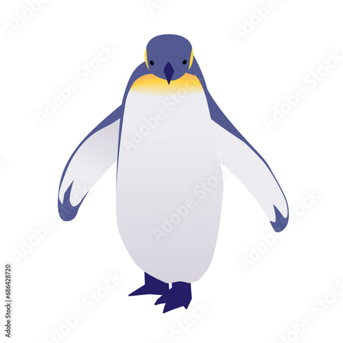 正面を向いた歩くペンギンのイラスト