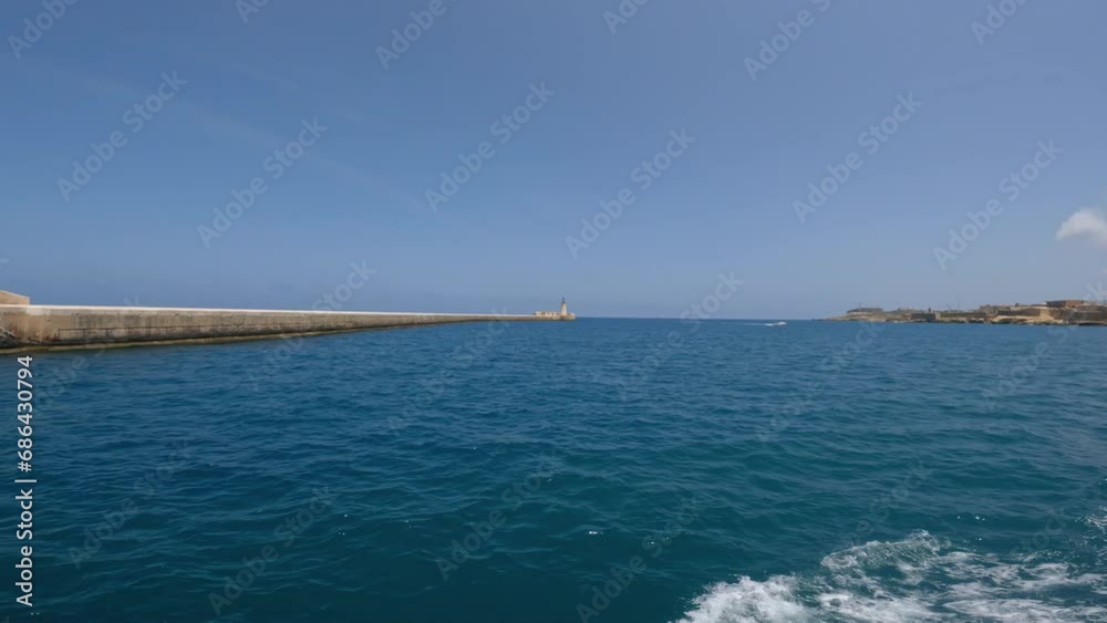 St. Elmo Breakwater bridge water on island Malta near port harbour of Valletta St. Elmo Breakwater bridge water on island Malta near port harbour of Valletta