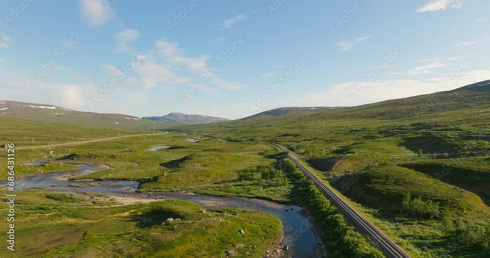 Train travelling, Nordland county. Transport network infrastructure Norway Train travelling, Nordland county. Transport network infrastructure Norway
