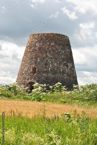 Ruins of an old windmill near Sabile, Latvia in a meadow