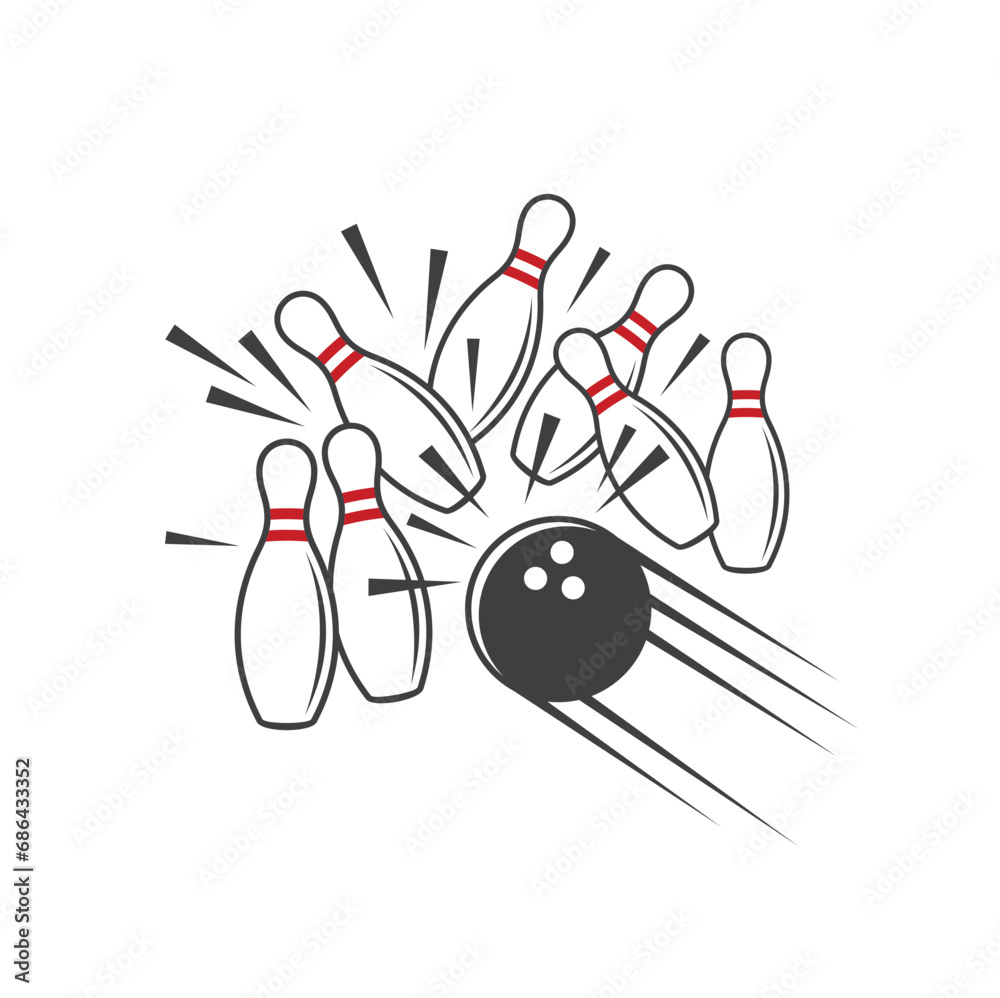 illustration of bowling, indoor sports, vector art. illustration of bowling, indoor sports, vector art.