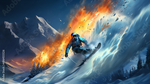 skiing. snowboarding. extreme winter sports