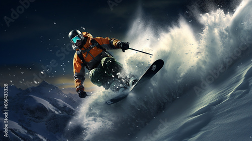 skiing. jumping skier. extreme winter sports