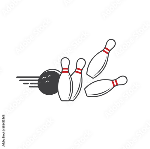 illustration of bowling, indoor sports, vector art.