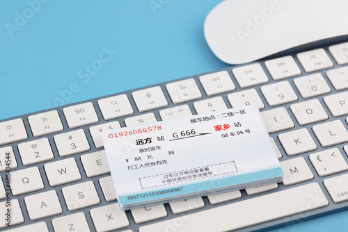 Online ticket buying keyboard and ticket