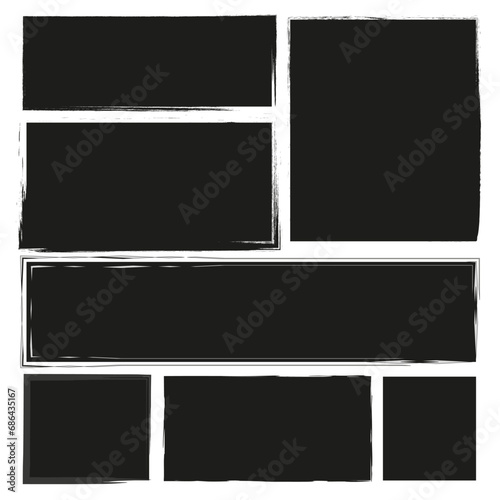 Grunge style set of square and rectangle shapes. Vector illustration. EPS 10.