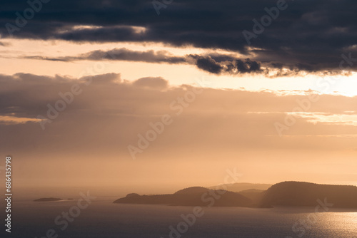 Sunset views from Mt. Erie on Fidalgo Island in Washington photo