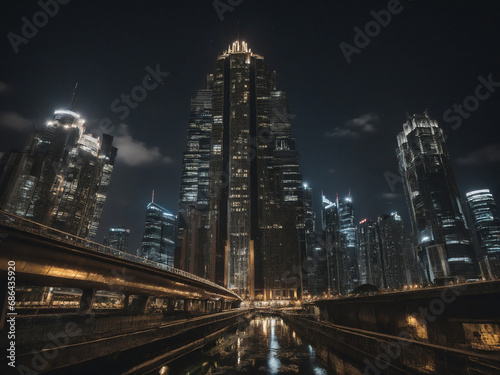 city with skyscrapper in the night