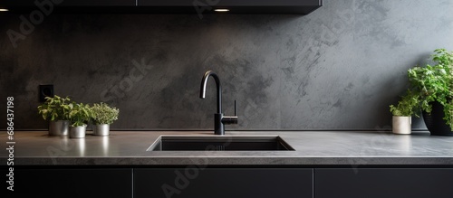 Contemporary kitchen with sink and faucet
