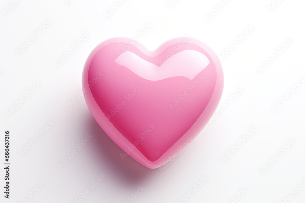 Pink heart isolated on white background. Generative AI.