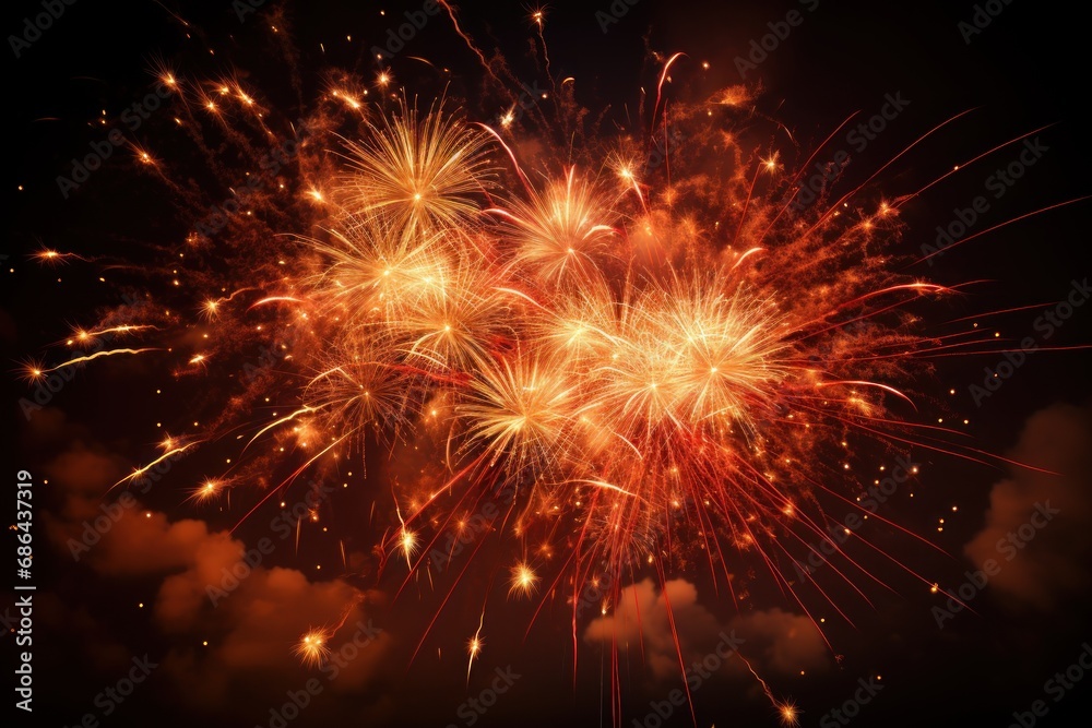 Fireworks festive new year celebration concept Generative AI. - obrazy, fototapety, plakaty 