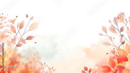 Autumn background watercolor illustration soft and pastel color use for invitation or banner AI Image Generative