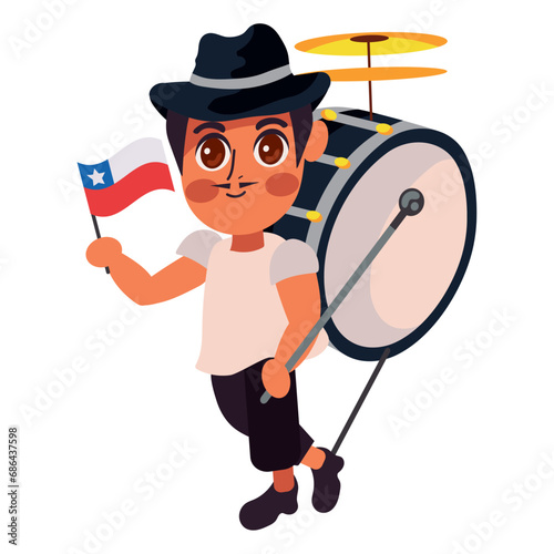chile chinchinero drum with flag