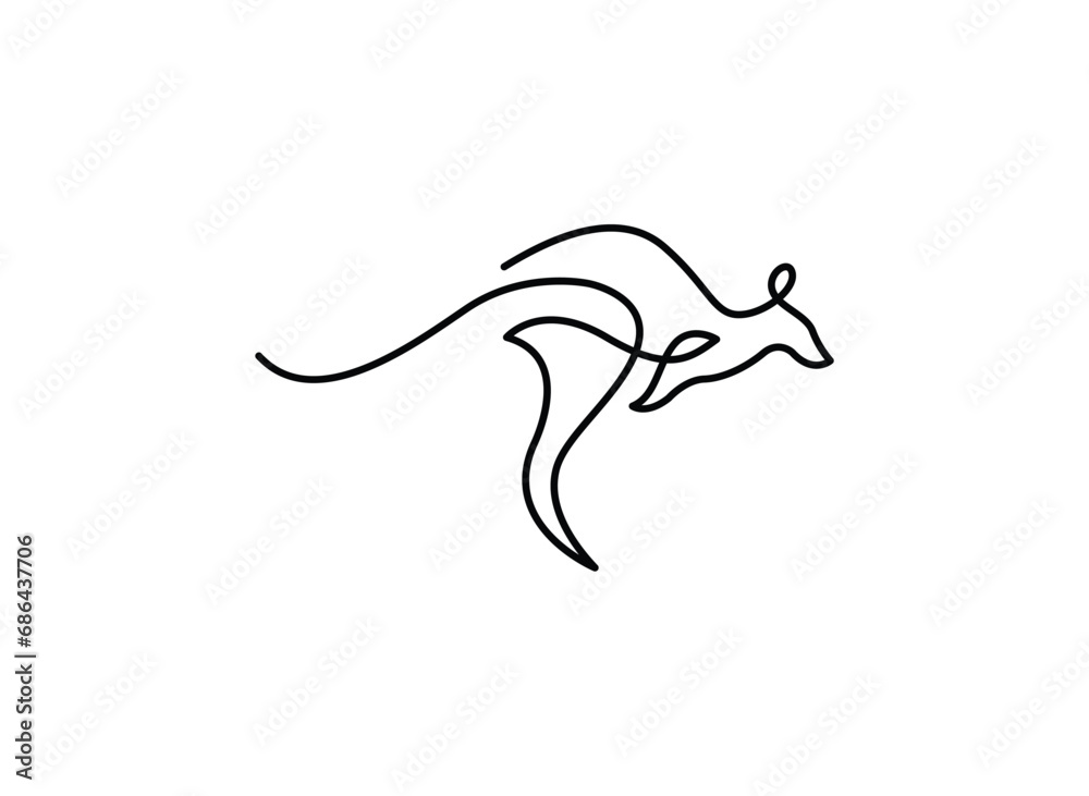 Fototapeta premium Line Art Kangaroo Logo Design Template Vector Illustration