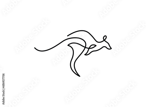 Line Art Kangaroo Logo Design Template Vector Illustration