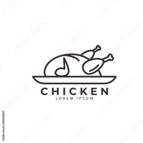 grilled chicken template logo  line art  restaurant  minimalist vector icon design