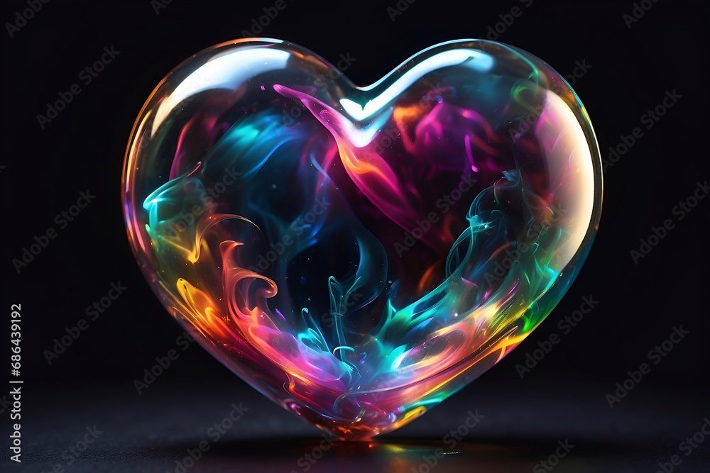 colorful glowing heart in the dark colorful glowing heart in the dark