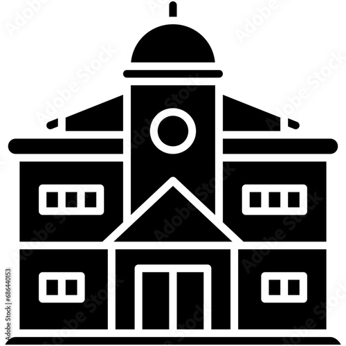 University Icon. Academic Campus Diploma Pictogram Graphic Illustration. Isolated Simple Solid Icon For Infographic, App and Web Button.