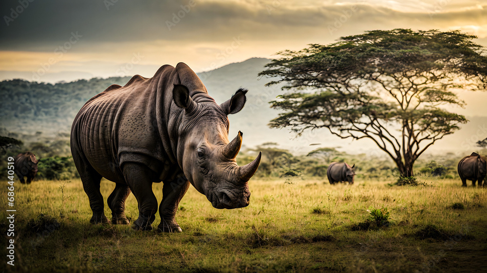Obraz premium rhino in the sun