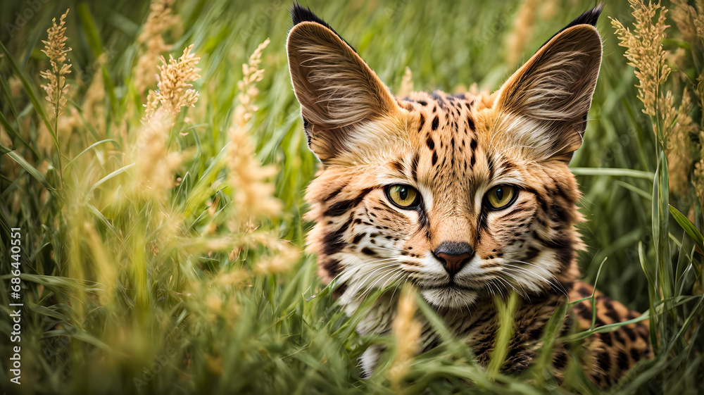Fototapeta premium cat in the field 
