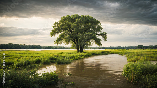 landscape with river and trees