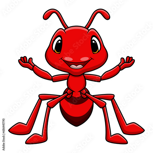 Cute ant cartoon on white background