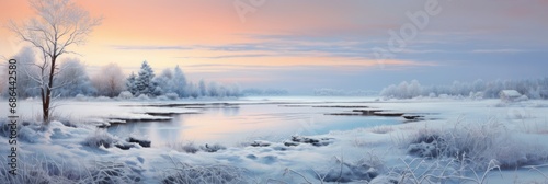 A Serene Tapestry of Light Blue and Gray: The Winter Solstice Sky Unfolds in a Panoramic Symphony of Frosty Hues