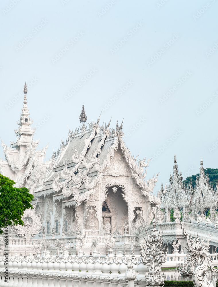 Wat Rong Khun,the White Temple at dawn,outskirts of Chiang Rai city,Northern Thailand.