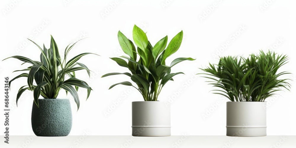 House plants in pot decorative interior cut out backgrounds 3d rendering, Generative AI 