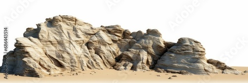 Cutout rock slope on sand beach 3d rendering, Generative AI 